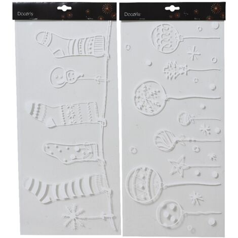 Vinilo decorativo para ventana – decoraciones navideñas blancas