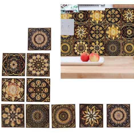 Vinilos decorativos de PVC para pared [Autoadhesivos, impermeables] [Paquete de 10] 15 x 15 cm para cocina, oficina, sala de estar, hotel [Diseños transparentes] [Fácil aplicación] [Sin residuos]
