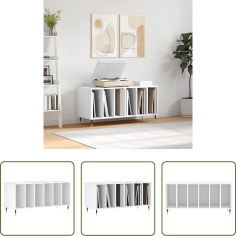 Vinilos -  Mueble para discos madera contrachapada blanco 100x38x48 cm