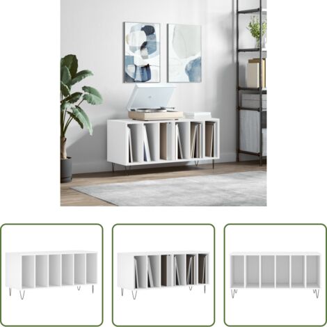 Vinilos -  Mueble para discos madera contrachapada blanco 100x38x48 cm