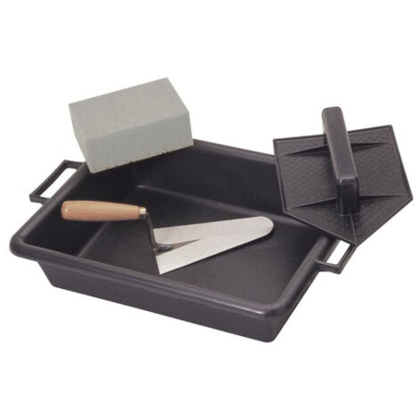 VINMER - Lot de maçon : taloche pointue + auge 10L +truelle