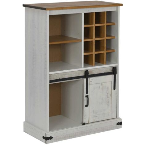 Vinoteca  HALDEN con botelleros y puerta corredera blanco pino vidaXL