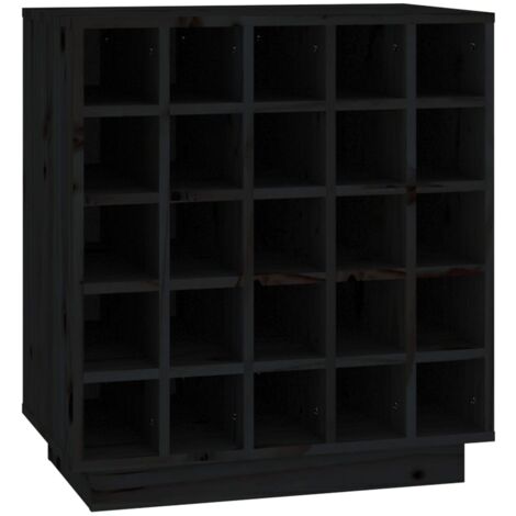 Vinoteca para hasta 25 botellas de vino 55,5 x 34 x 61 cm en madera de pino negro DEC024436
