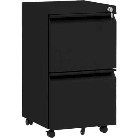 Vinsetto 2-Drawer Filing Cabinet w/ Adjustable Hanging Bar Lockable File Cabinet Black