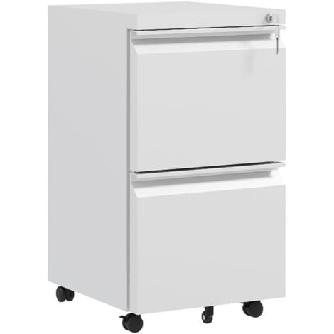 Vinsetto 2-Drawer Filing Cabinet w/ Adjustable Hanging Bar Lockable File Cabinet White