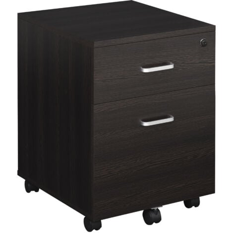 Vinsetto 2-Drawer Locking Office Filing Cabinet 5 Wheels Rolling Storage Black