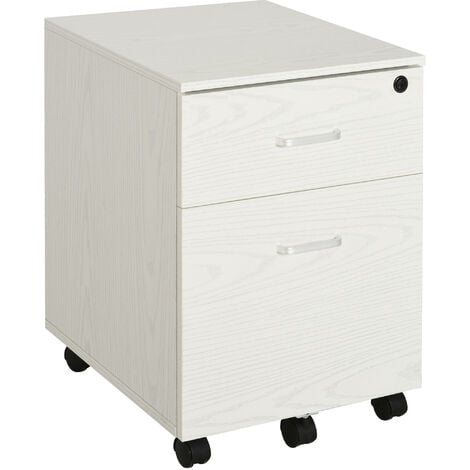 main image of "Vinsetto 2-Drawer Locking Office Filing Cabinet w/ 5 Wheels Rolling Storage Hanging Legal Letter Files Cupboard Home Organisation White"