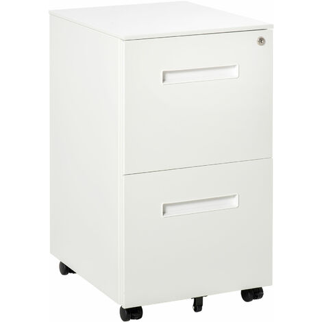 main image of "Vinsetto 2-Drawer Steel Filing Cabinet Home Office Organiser Work Tidy White"