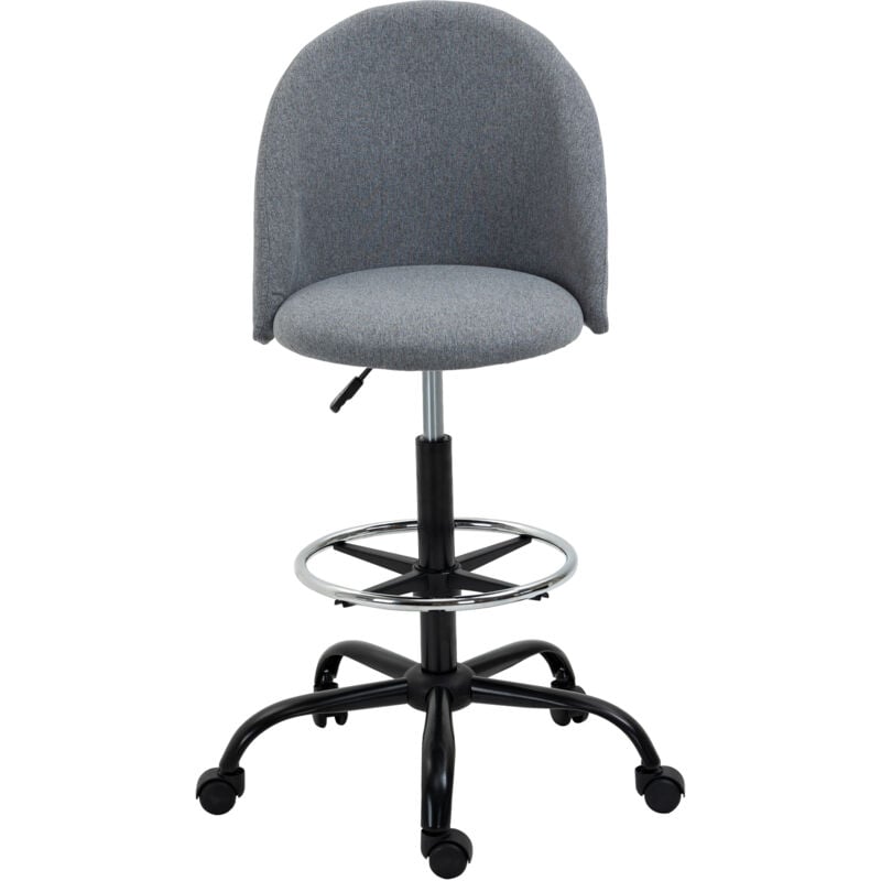 Vinsetto - Draughtsman Chair Home Office Ergonomic 5 Wheels Padded Seat Grey