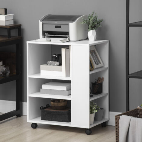 Vinsetto Armario para Impresora Mueble Auxiliar de Oficina Dormitorio Cocina Salón 60x40x75,8 cm Blanco