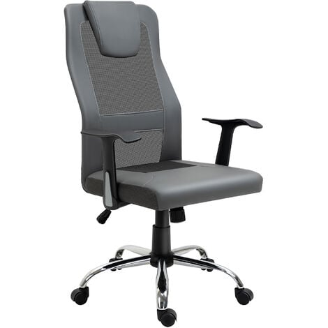Vinsetto Bürostuhl Drehstuhl höhenverstellbar Chefsessel Schreibtischstuhl ergonomisch Kunstleder Grau 66 x 73 x 108-118 cm