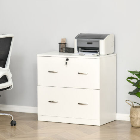 Vinsetto Cajonera de Oficina con 2 Cajones para Carpetas Colgantes con Cerradura y 2 Llaves 77x42x72 cm Blanco