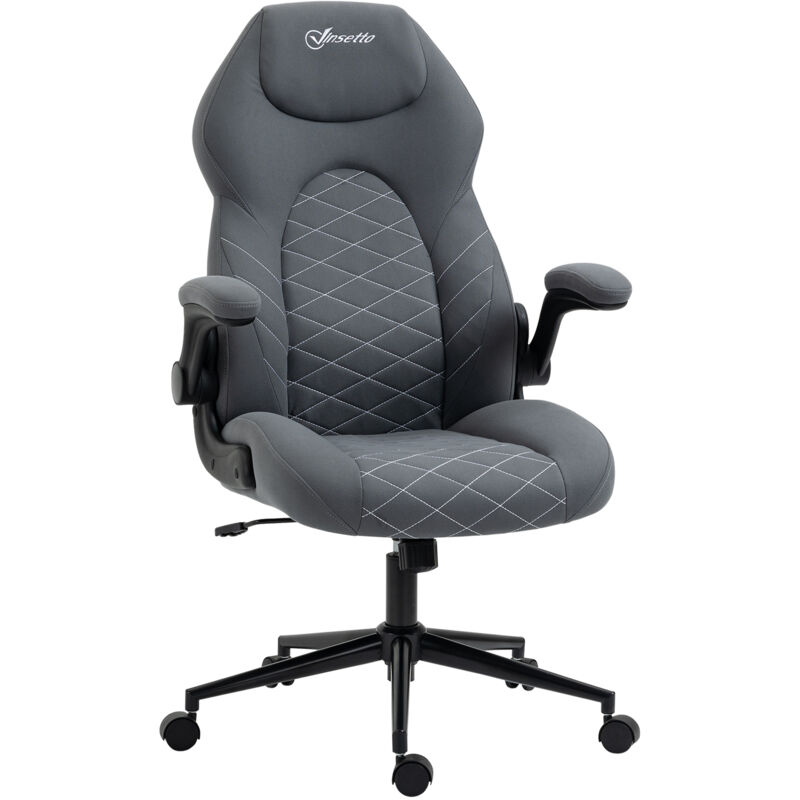 Fauteuil de bureau chaise de bureau ergonomique hauteur réglable pivotant 360° accoudoirs relevables tissu anthracite
