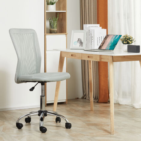 Vinsetto Chaise de bureau ergonomique fauteuil de bureau hauteur réglable piètement chromé pivotant 360° revêtement maille gris