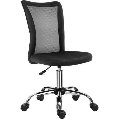 Vinsetto Chaise de bureau ergonomique fauteuil de bureau hauteur réglable piètement chromé pivotant 360° revêtement maille noir