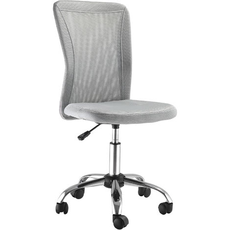 Vinsetto Chaise de bureau ergonomique hauteur réglable piètement chromé pivotant 360° revêtement maille gris