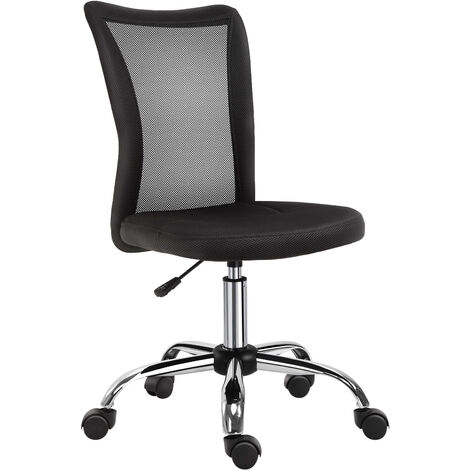 Vinsetto Chaise de bureau ergonomique hauteur réglable piètement chromé pivotant 360° revêtement maille noir