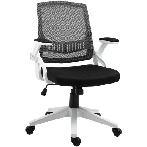 Vinsetto Chaise de bureau ergonomique hauteur réglable pivotante 360° accoudoirs relevables soutien lombaire tissu maille noir blanc - Noir