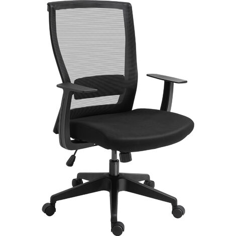 Vinsetto Chaise de bureau ergonomique hauteur réglable pivotante 360° fonction à bascule verrouillable support lombaires tissu maille noir - Noir