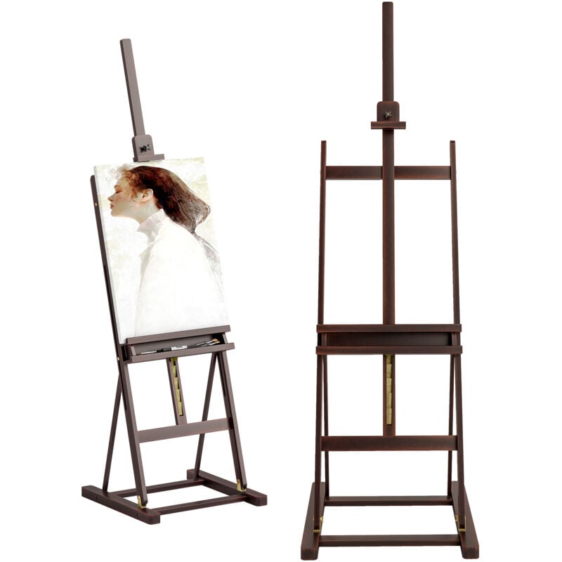 Chevalet d'artiste sur pieds hauteur réglable 16 niveaux inclinaison réglable 80° max. niche rangement bois de hêtre - Vinsetto