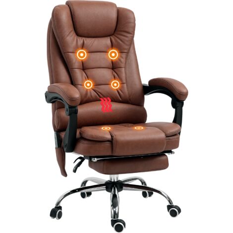 Vinsetto Ergonomic Heated 6 Points Vibration Massage Office Chair Brown