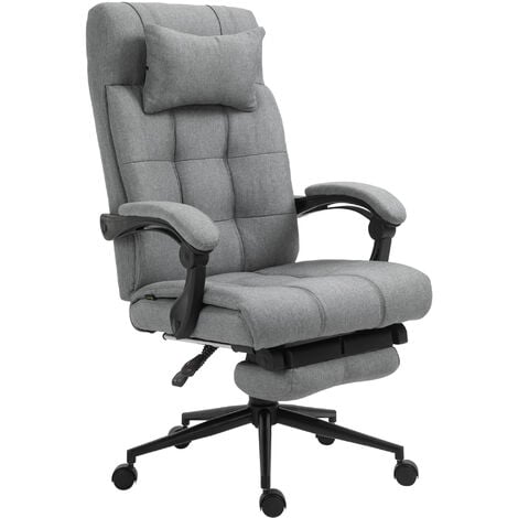 main image of "Vinsetto Ergonomic Office Chair Adjustable Height w/Wheels Footrest Light Grey"
