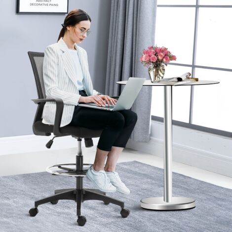 Vinsetto Fauteuil de bureau chaise de bureau assise haute réglable dim. 64L x 59l x 104-124H cm tabouret de bureau pivotant 360° maille respirante noir