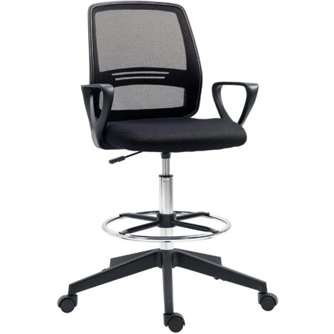 Vinsetto Fauteuil de bureau chaise de bureau assise haute réglable tabouret de bureau pivotant 360° maille respirante