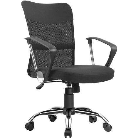 Vinsetto Fauteuil de bureau chaise de bureau réglable pivotant 360° fonction à bascule lin maille résille respirante noir - Noir