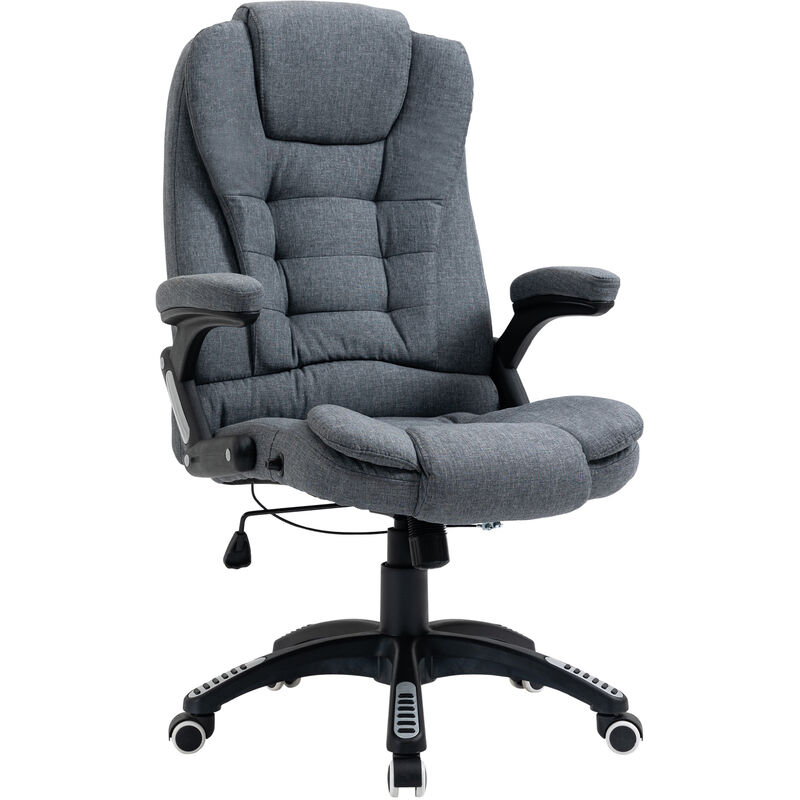 Vinsetto - Fauteuil de bureau direction ergonomique hauteur réglable dossier inclinable toile de lin gris chiné