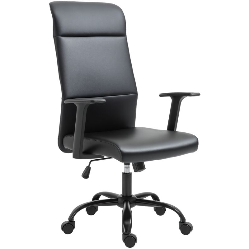 Fauteuil de bureau manager ergonomique pivotant 360° hauteur assise réglable revêtement synthétique pu noir - Vinsetto