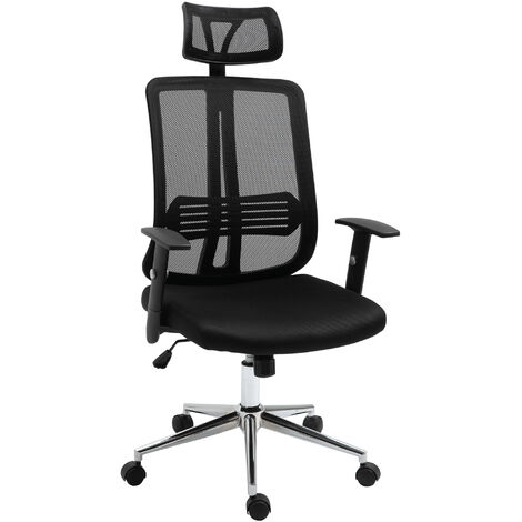 Vinsetto Fauteuil de bureau manager grand confort chaise de bureau réglable tissu maille polyester noir - Noir