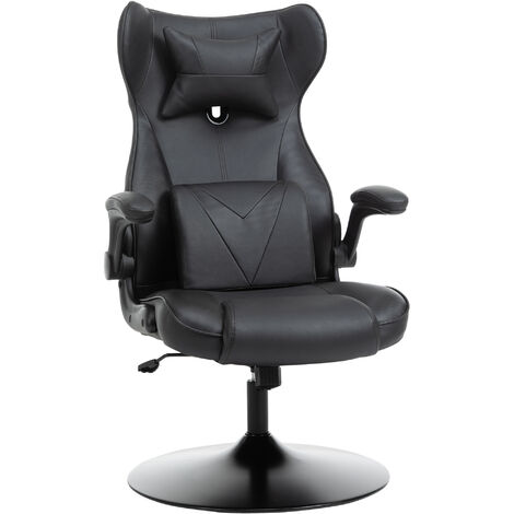 Vinsetto Gaming Chair Home Office Chair w/ Swivel Pedestal Base Lumbar Support - Black