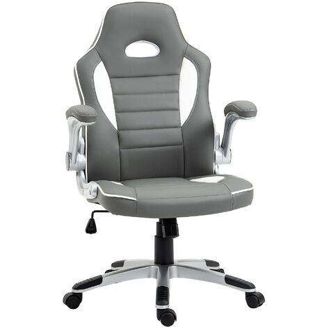 Vinsetto Gaming Chair PU Leather Office Chair Swivel Chair Grey