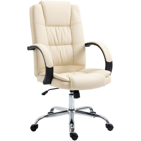 main image of "Vinsetto High Back Executive Office Chair Swivel PU Leather Ergonomic Chair, with Padded Arm, Adjustable Height, Beige"