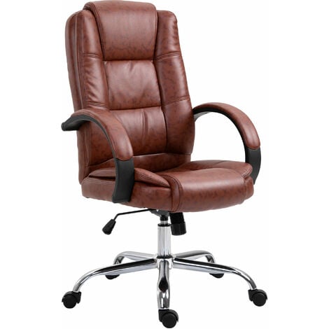 main image of "Vinsetto High Back Executive Office Chair Swivel PU Leather Ergonomic Chair, with Padded Arm, Adjustable Height, Brown"