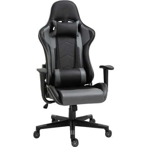 Vinsetto High Back Racing Gaming Chair Reclining 360° Swivel Rocking Height Adjustable with Pillow and Build-in Lumbar Home Black PU Leather