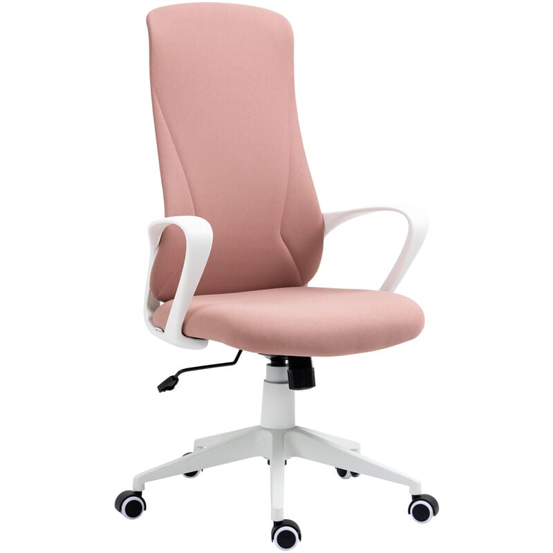 Home Office Chair High-Back Computer Chair w/ Armrests Adjustable Height Pink - Vinsetto