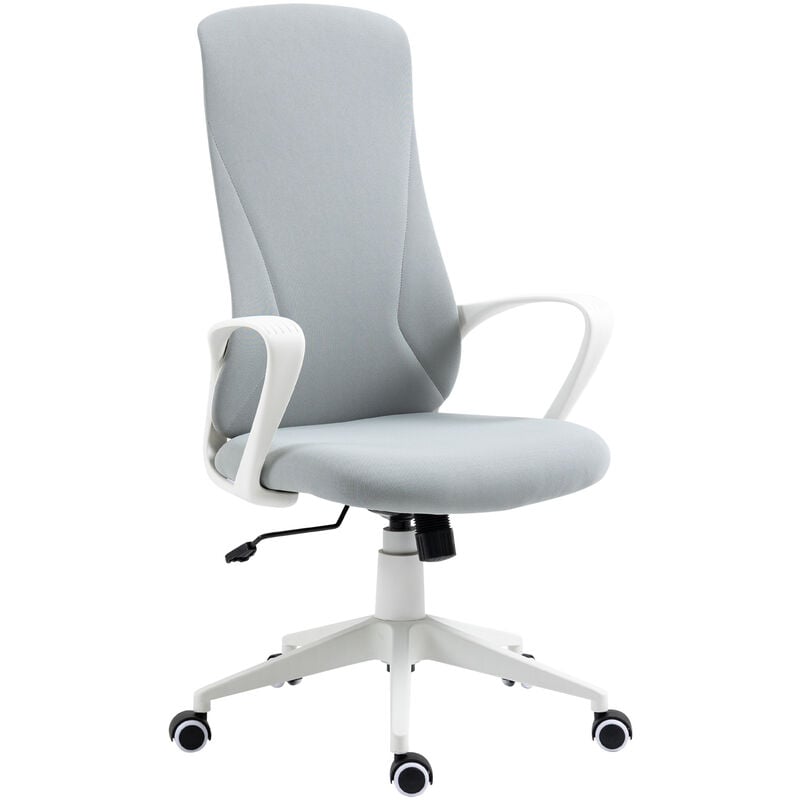 Home Office Chair High-Back Computer Chair w/ Armrests Adjustable Height Light Grey - Vinsetto