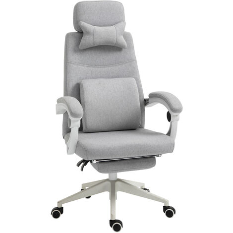 Vinsetto Home Office Chair w/ Manual Footrest Recliner Padded Adjustable Grey