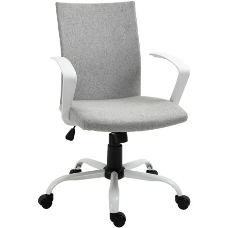 Vinsetto Home Office Linen Chair Swivel Computer Desk Task Chair, Light Grey