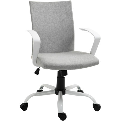 Vinsetto Home Office Linen Chair Swivel Computer Desk Task Chair Light Grey