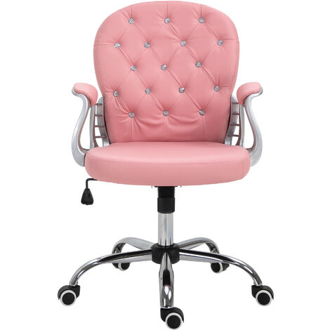 Vinsetto Homeoffice Stuhl Schreibtischstuhl mit Kunstlederoptik höhenverstellbar Drehstuhl Schminkstuhl Bürostuhl bis 120 kg belastbar, für Arbeitszimmer, Schlafzimmer Rosa