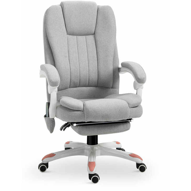 Massage Sessel, Bürostuhl, Gaming Stuhl, Polyester, Schaumstoff, Nylon, Grau, 66 x 63 x 107-115 cm - grau - Vinsetto