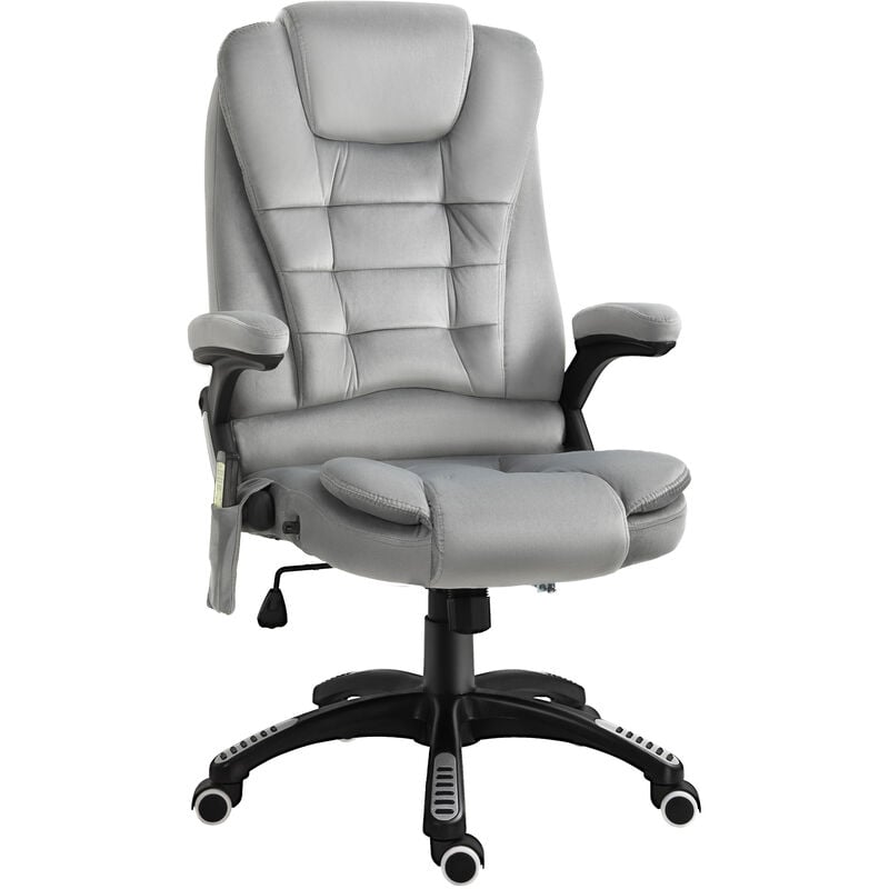 Massage Sessel, Bürostuhl mit Massagefunktion, Gaming Stuhl, höhenverstellbarer Chefsessel, ergonomischer Drehstuhl, PU, Grau, 67 x 67 x 116-126 cm