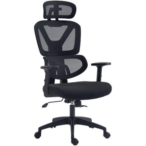 Vinsetto Mesh Office Chair Swivel Desk Chair w/ Adjustable Height Headrest Black