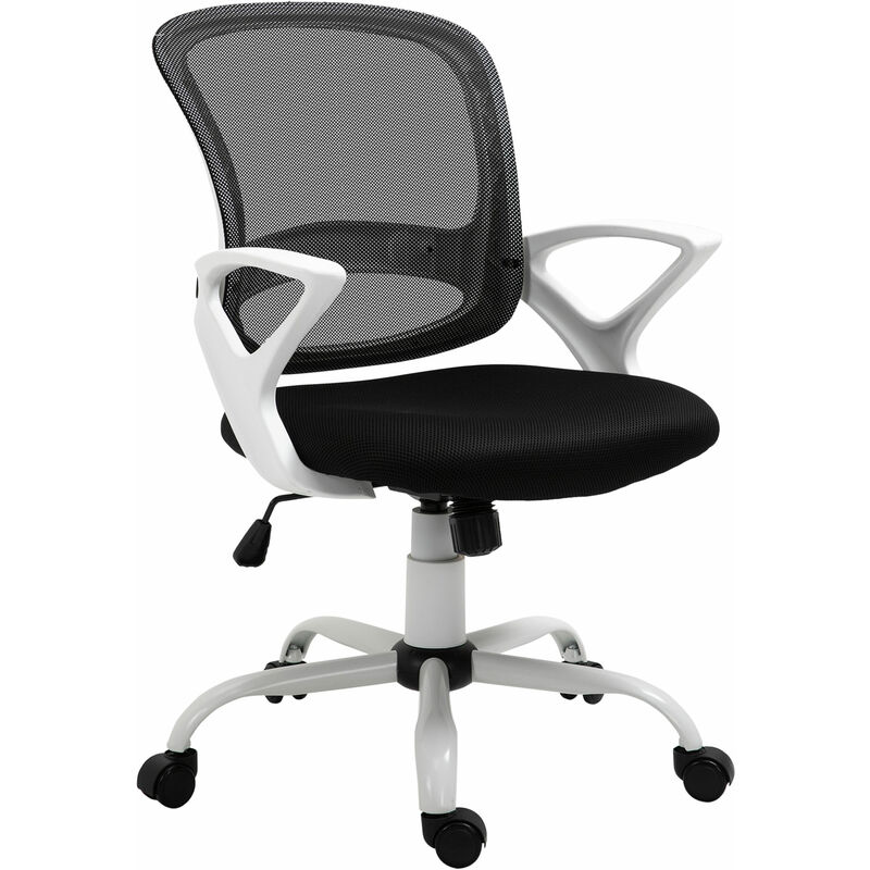 Mesh Task Swivel Chair Home Office Desk w/ Lumbar Back Support Black - Black - Vinsetto