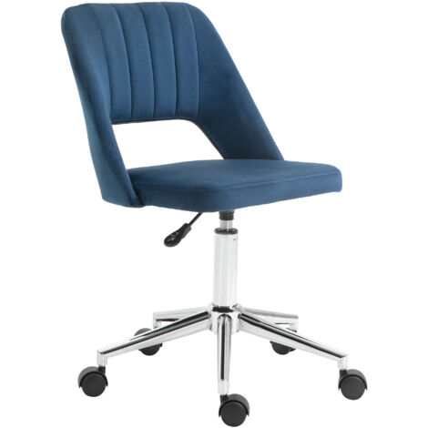 Vinsetto Mid-Back Swivel Home Office Chair Scallop Computer Chair Dark Blue