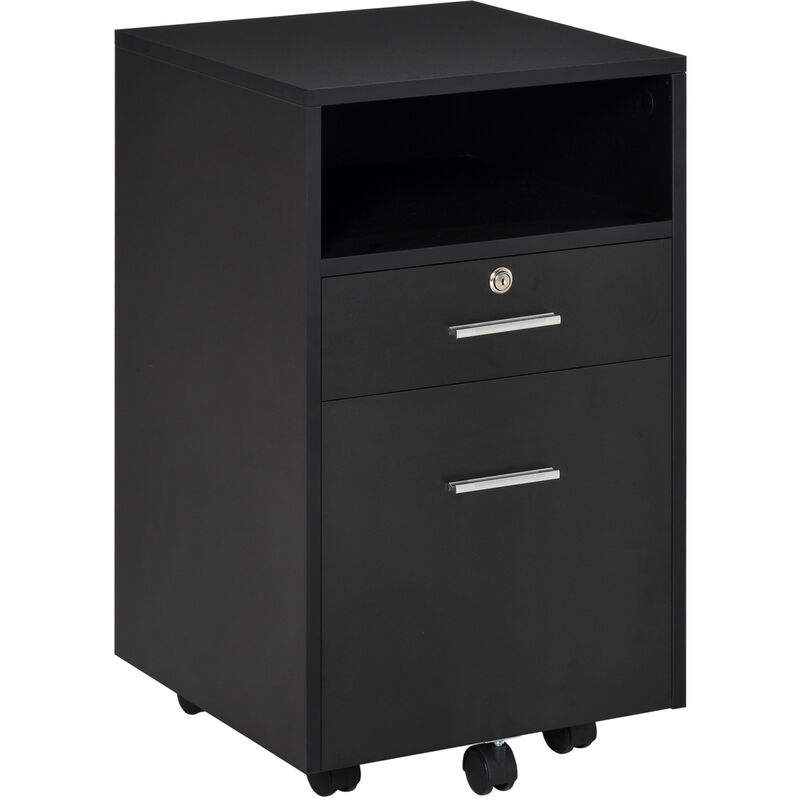 Mobile File Cabinet Lockable Storage Unit Cupboard Home Filing Furniture for Office, Bedroom and Living Room, 39.5x40x60cm, Black - Vinsetto