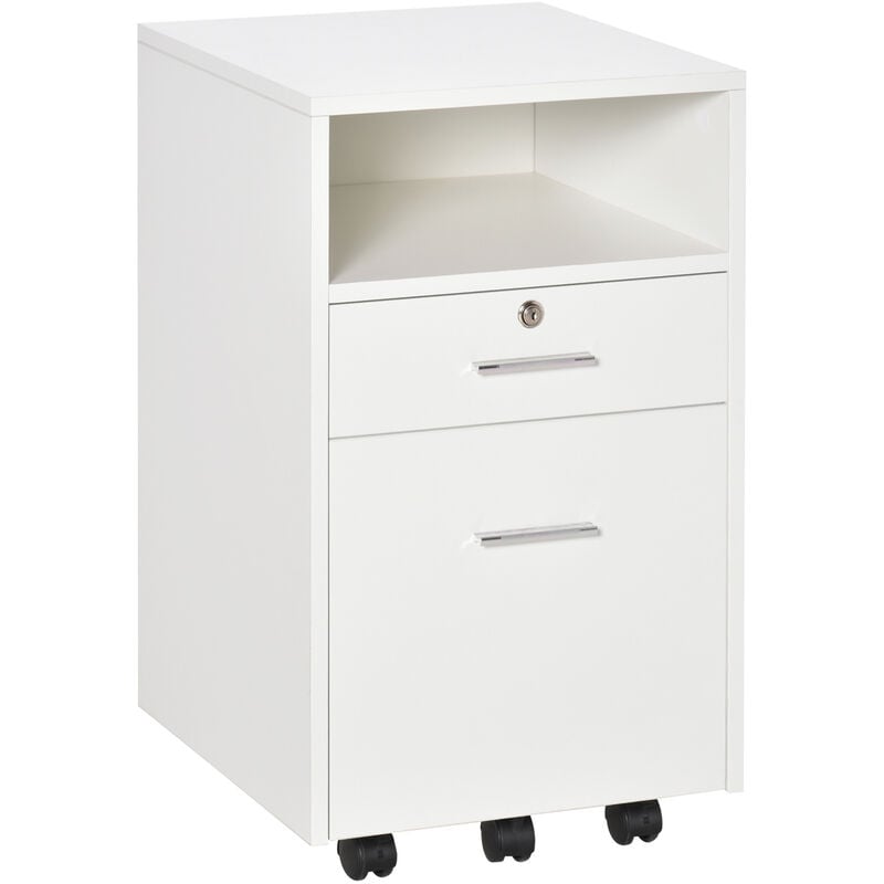 Mobile File Cabinet Lockable Storage Unit Cupboard Home Filing Furniture for Office, Bedroom and Living Room, 39.5x40x60cm, White - Vinsetto